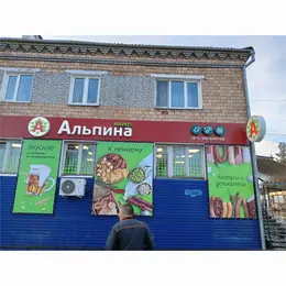 Фасадная вывеска и баннеры магазина «Альпина»